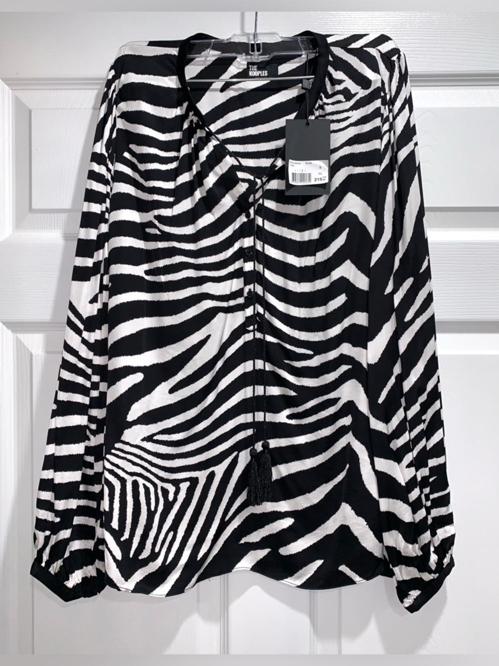 The Kooples $215 NWT Black and White Zebra-Print Blouse, Size L
